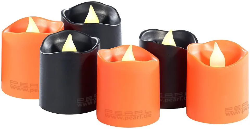 Lunartec Halloween LED-Teelichter 6er orange schwarz