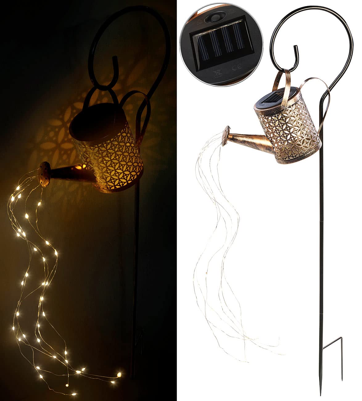 Lunartec Licht-Dekoration Solar-Gießkanne LED warmweiß Kupfer