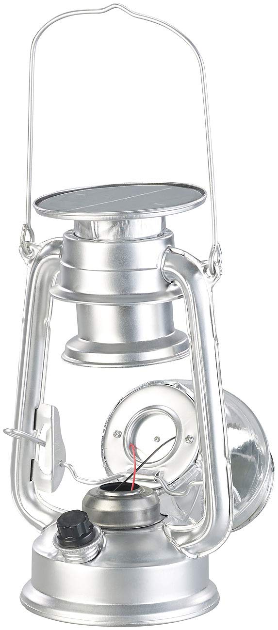 Lunartec Außenbeleuchtung Solar-LED-Sturmlampe 200 lm silber dimmbar