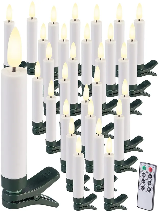 Lunartec Licht-Dekoration LED Weihnachtsbaumkerzen 30er weiß