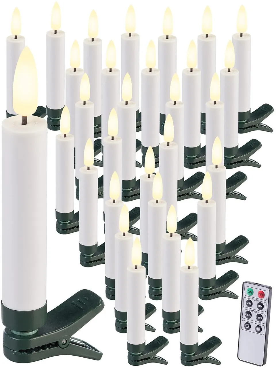 Lunartec Licht-Dekoration LED Weihnachtsbaumkerzen 30er weiß