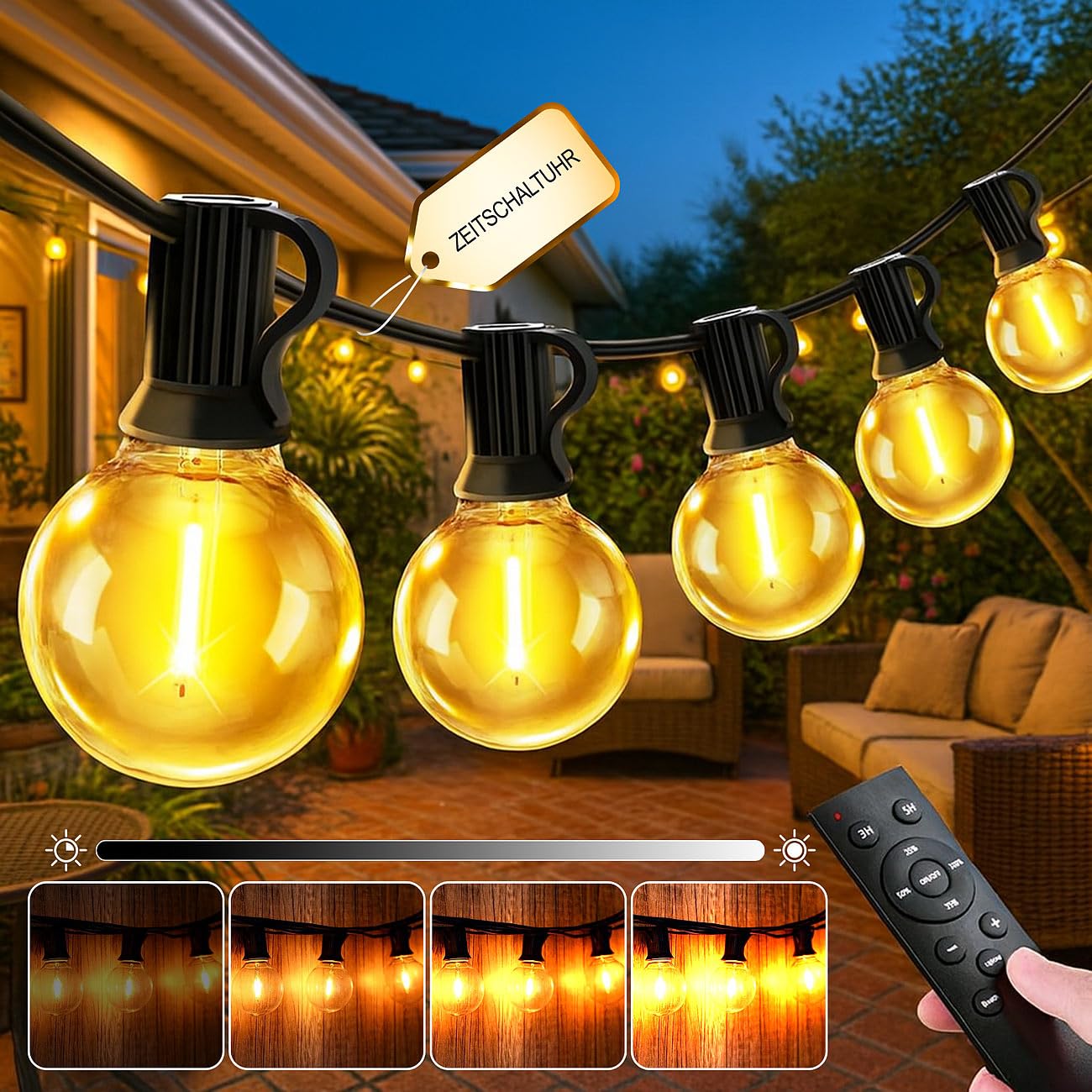 Lunartec Licht-Dekoration G40 Lichterkette 30m warmweiß 2er-Set