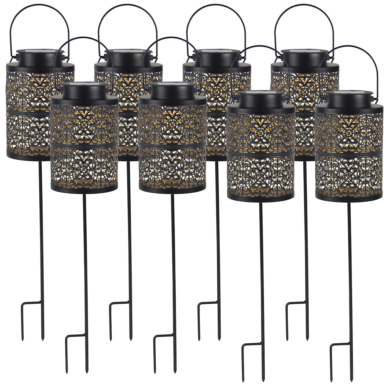 Lunartec Licht-Dekoration Solar-Laterne 8er-Set Metall IP44 warmweiß