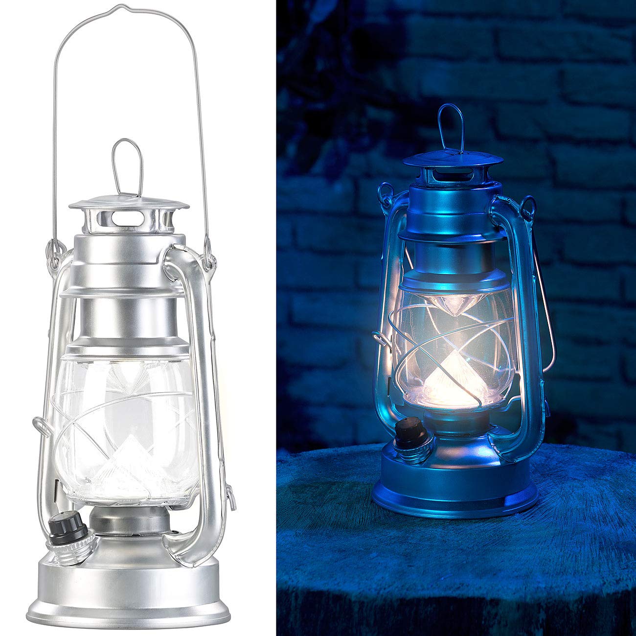 Lunartec Taschenlampen LED-Sturmlaterne Akku 200lm silbern