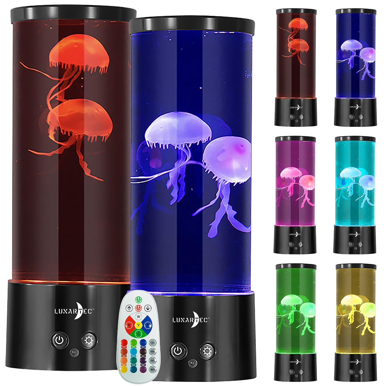Lunartec Licht-Dekoration LED-Quallen-Lampe 2er-Set 17 Farben