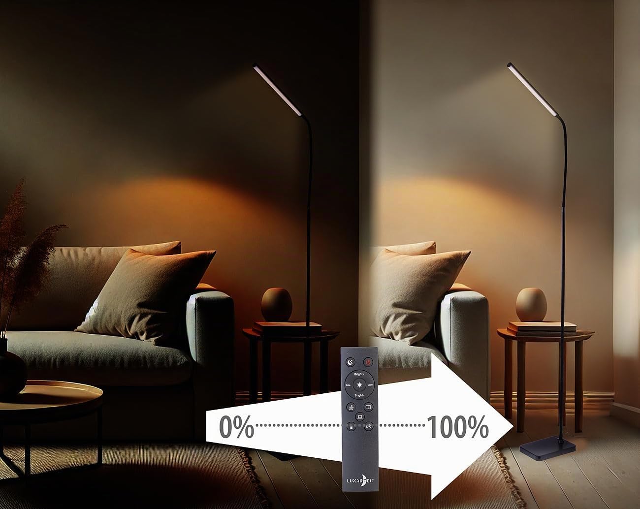 Lunartec CCT LED-Stehlampe Schwarz 860 Lumen
