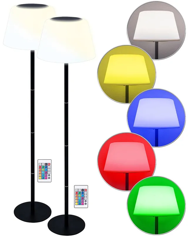 Lunartec Außenbeleuchtung Solar-Tischlampe RGB 2er-Set 400 lm