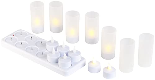 Lunartec Licht-Dekoration LED-Teelichter 12er-Set Akku Glas