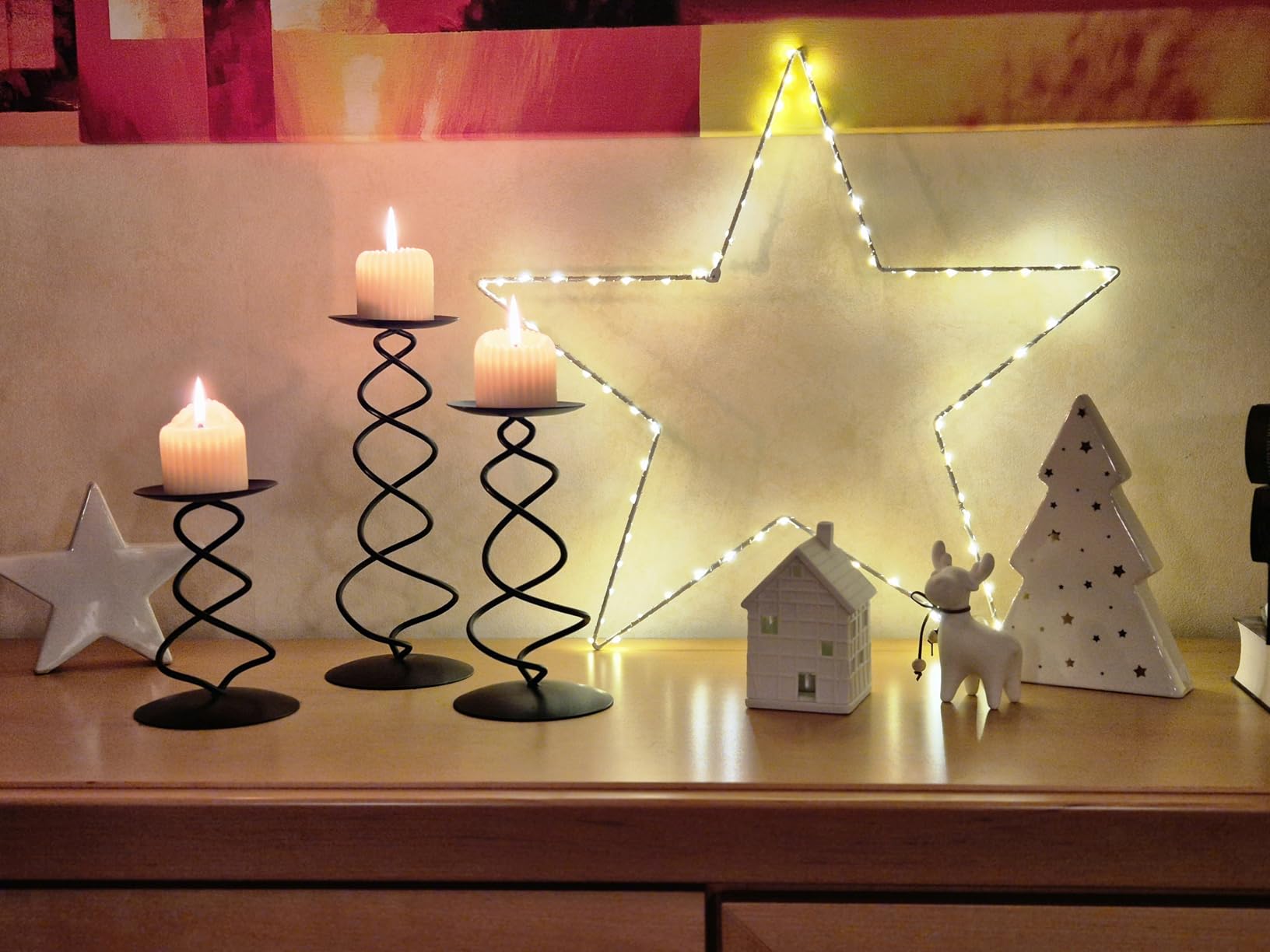 elktry Sterne Lichterkette 2x 50 cm warmweiß Batterie Timer