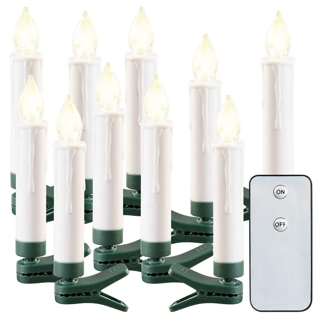 Lunartec Licht-Dekoration LED-Weihnachtsbaum-Kerzen 10er-Set IP44