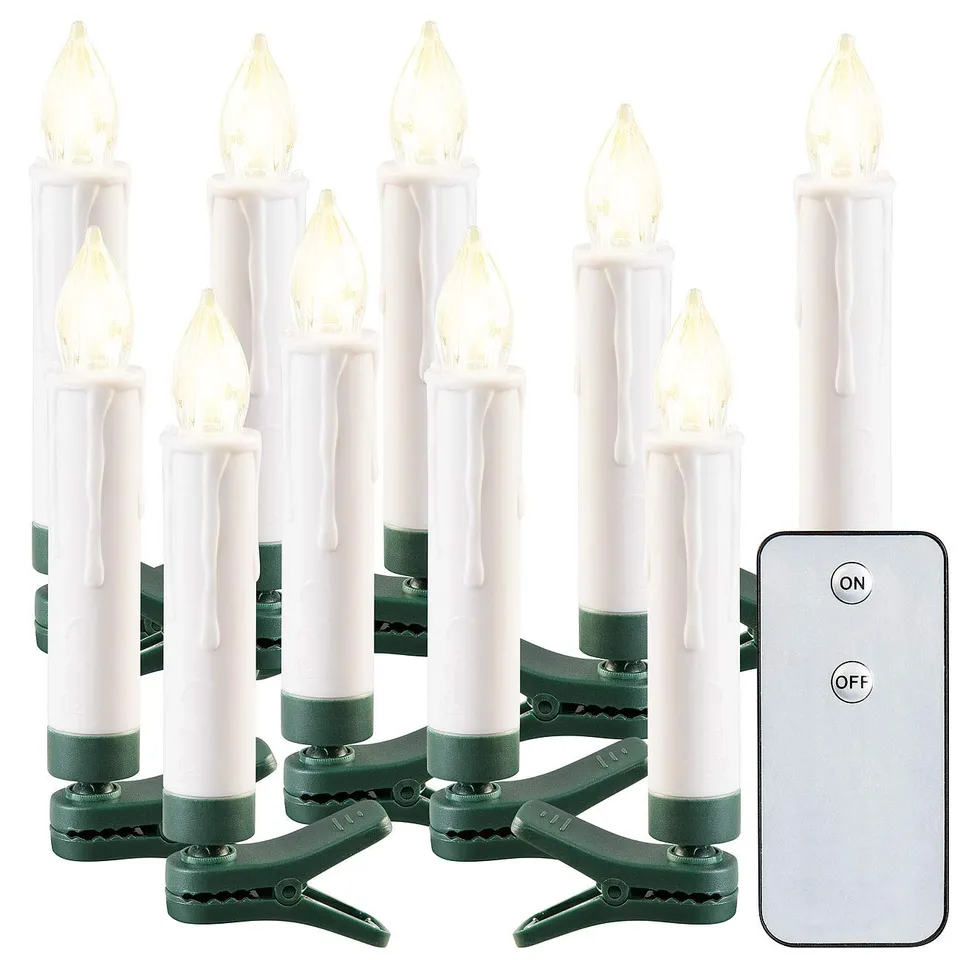 Lunartec Licht-Dekoration LED-Weihnachtsbaum-Kerzen 10er-Set IP44