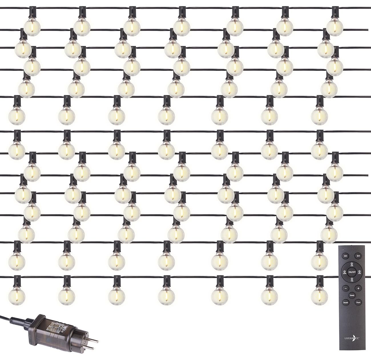 Lunartec Licht-Dekoration G40 Lichterkette 30m warmweiß 2er-Set