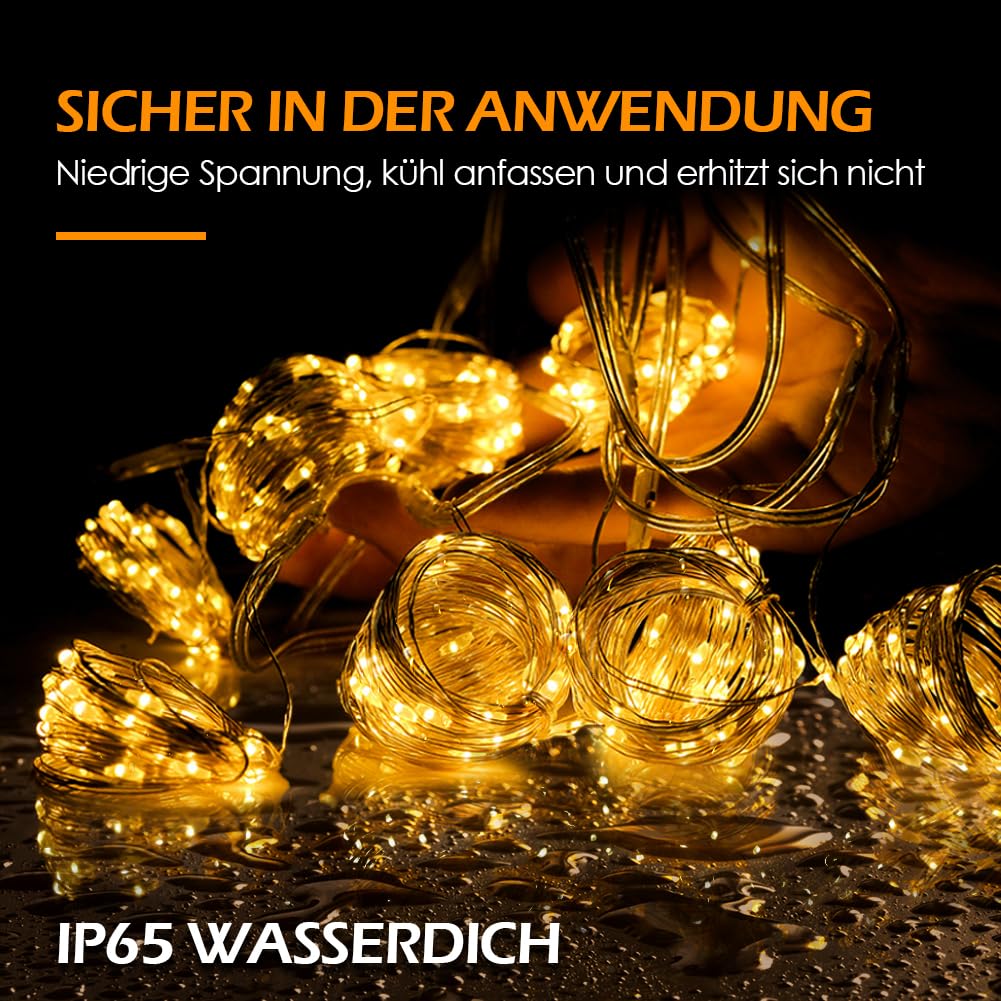 WEARXI Lichterketten Lichtvorhang 300 LED 3x3m warmweiß