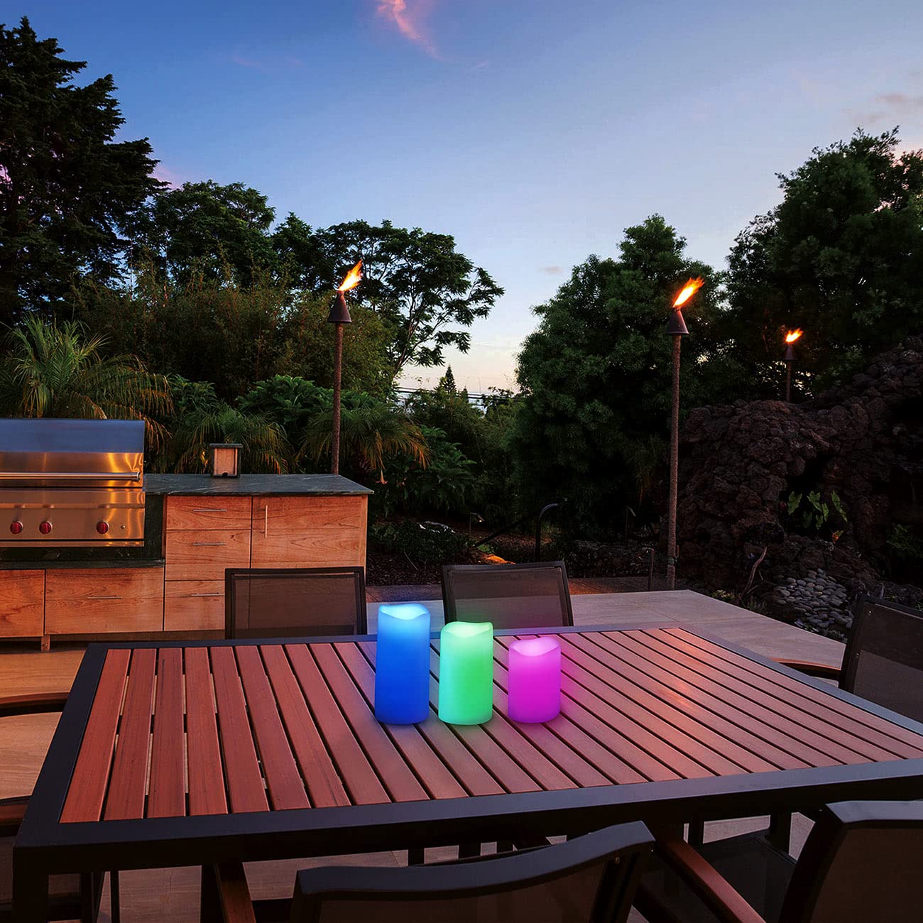 Lunartec Licht-Dekoration LED-Kerzen 3er-Set RGB IP44