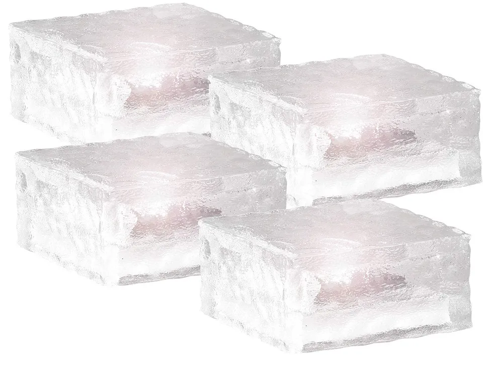 Lunartec Solar-Pflastersteine 4er-Set Glas 10x10 cm warmweiß