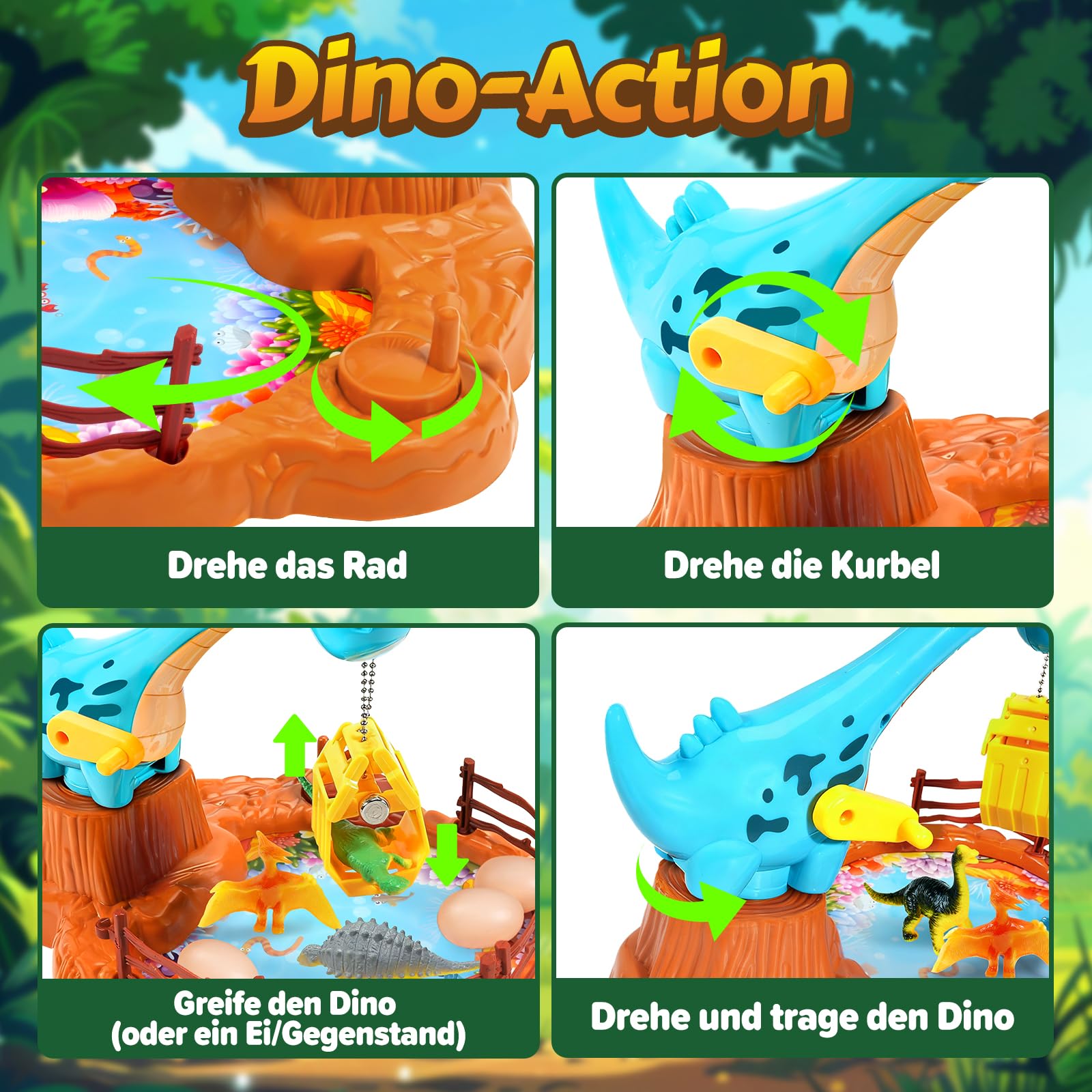 WEARXI Spielzeug Dino Greifspiel mit 10 Dinosauriern