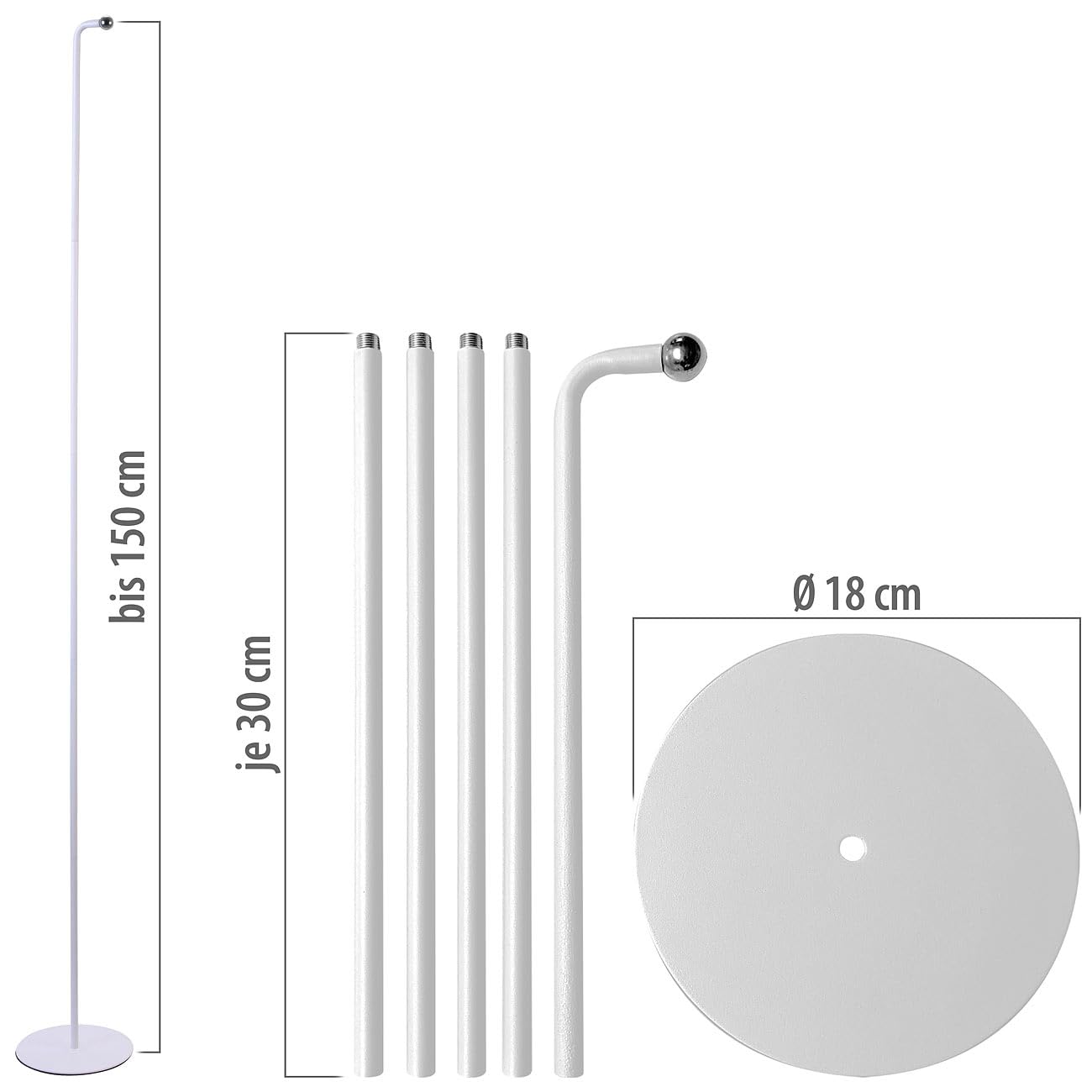 Lunartec Innenbeleuchtung Bodenständer magnetisch 150 cm weiß