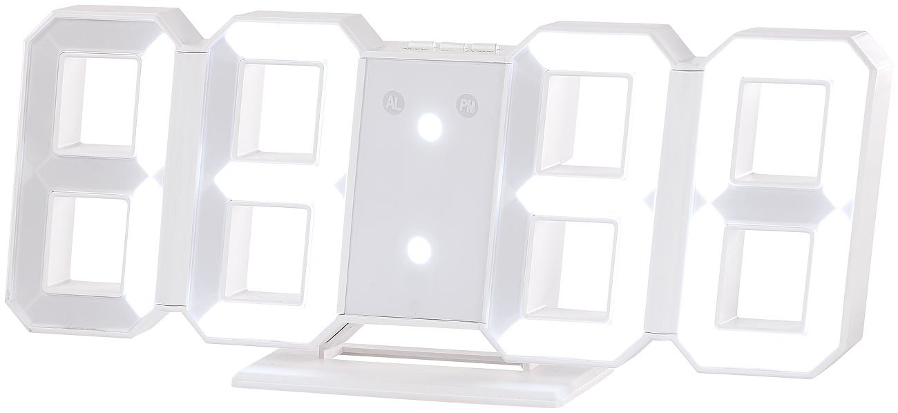 Lunartec LED-Uhren Jumbo-Digitaluhr Wand 28 cm mit Wecker