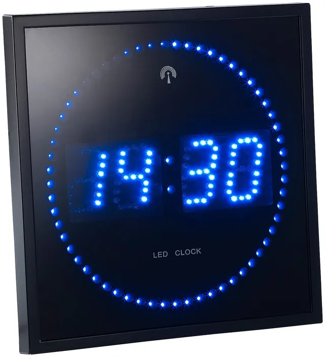Lunartec LED-Uhren Funk-Wanduhr Blau 250 mm mit Netzteil