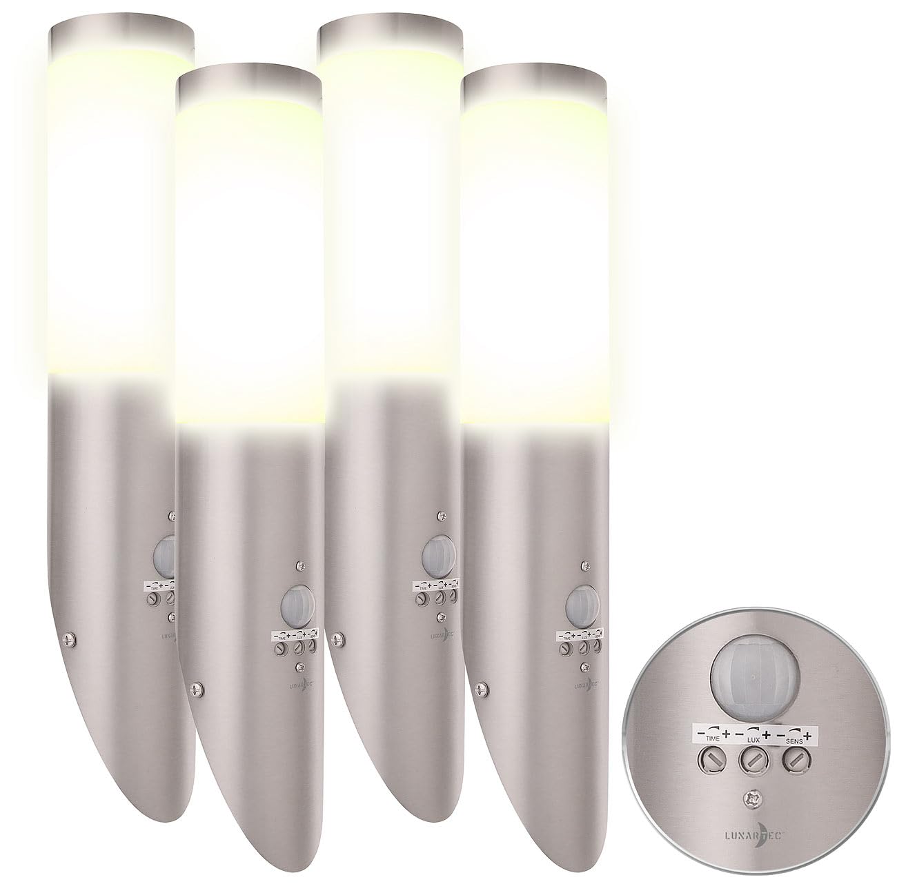 Lunartec Außenbeleuchtung 4er Außen-Wandlampe Edelstahl IP65 E27