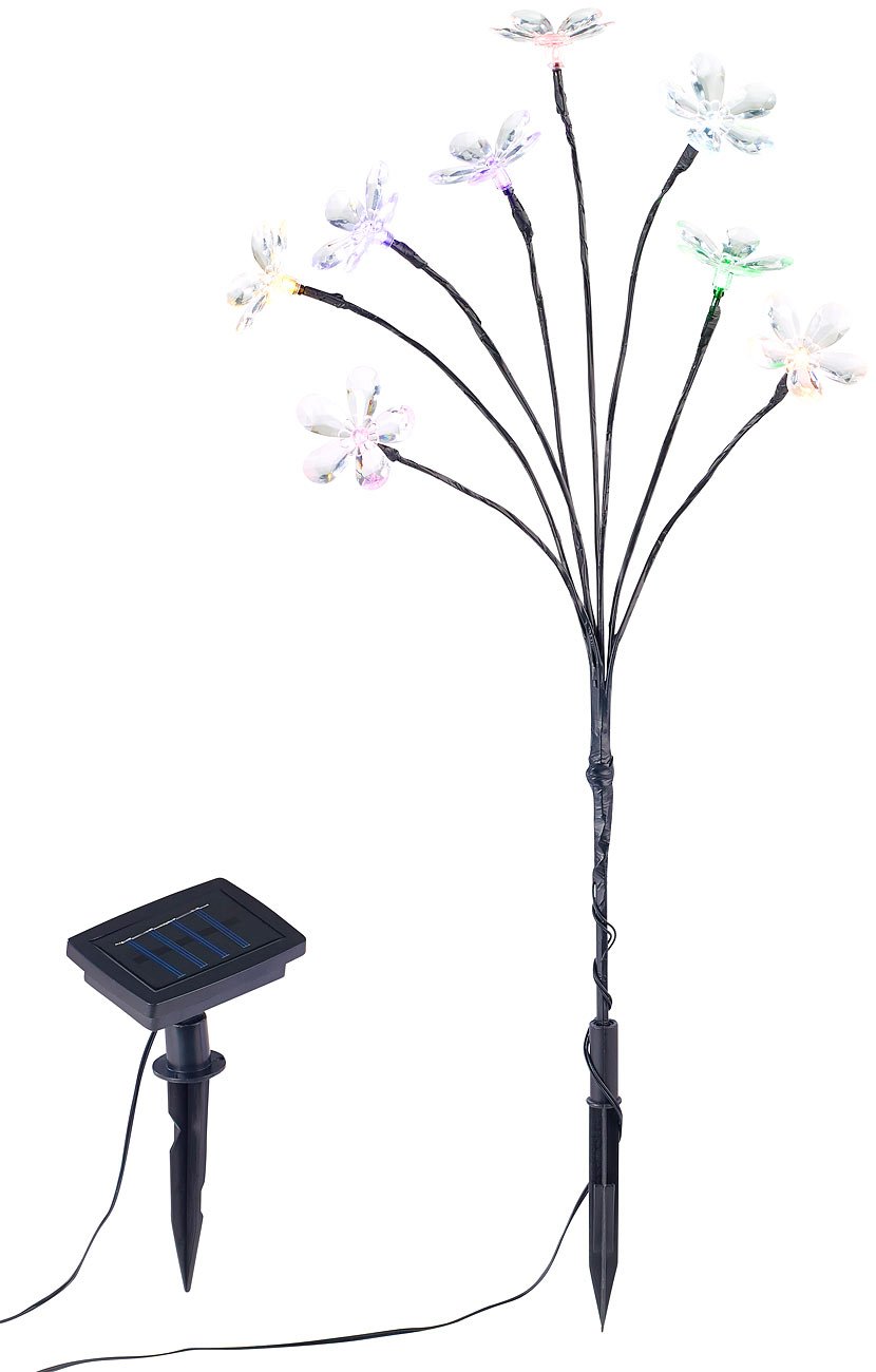 Lunartec Solar-Lichtersträucher 2er-Set 8 Blüten 50 cm