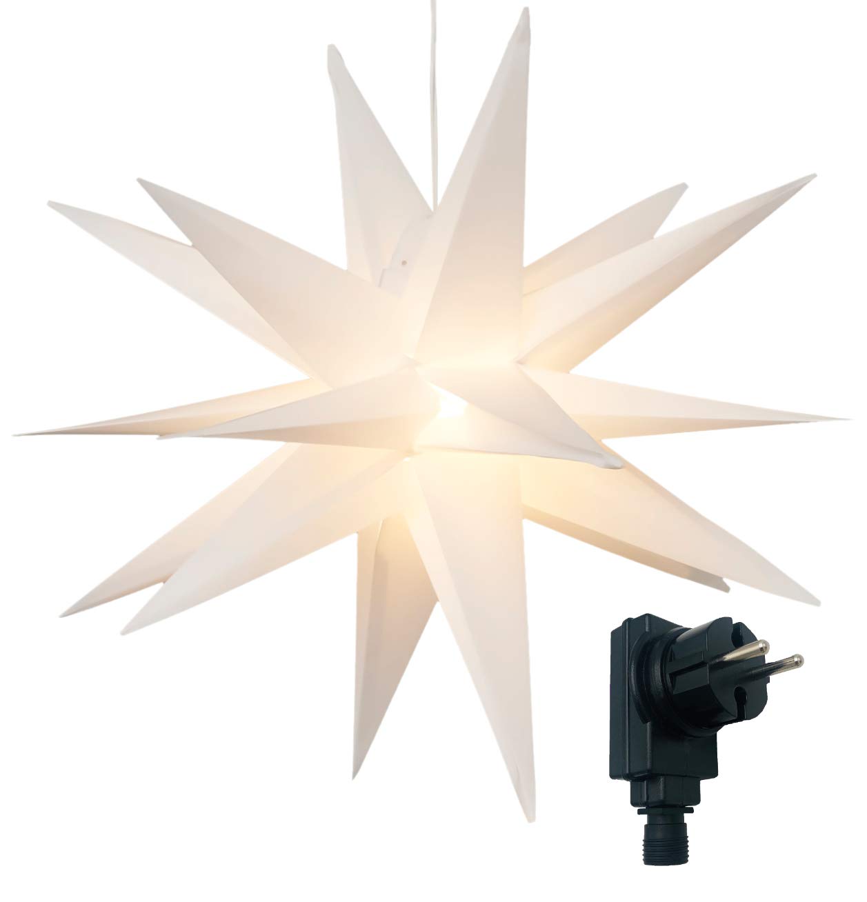 Bonetti 3D Leuchtstern 57cm weiß mit Netzstecker warmweiß