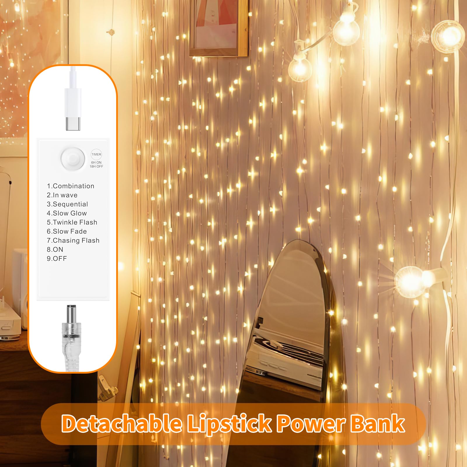 Bxroiu Lichterkette LED 50 LEDs 5 m warmweiß 2 Stück Timer