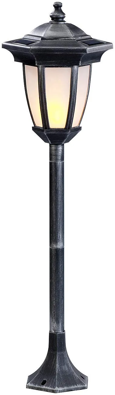 Lunartec Außenbeleuchtung Gartenlaterne Solar 64 cm Flammeneffekt