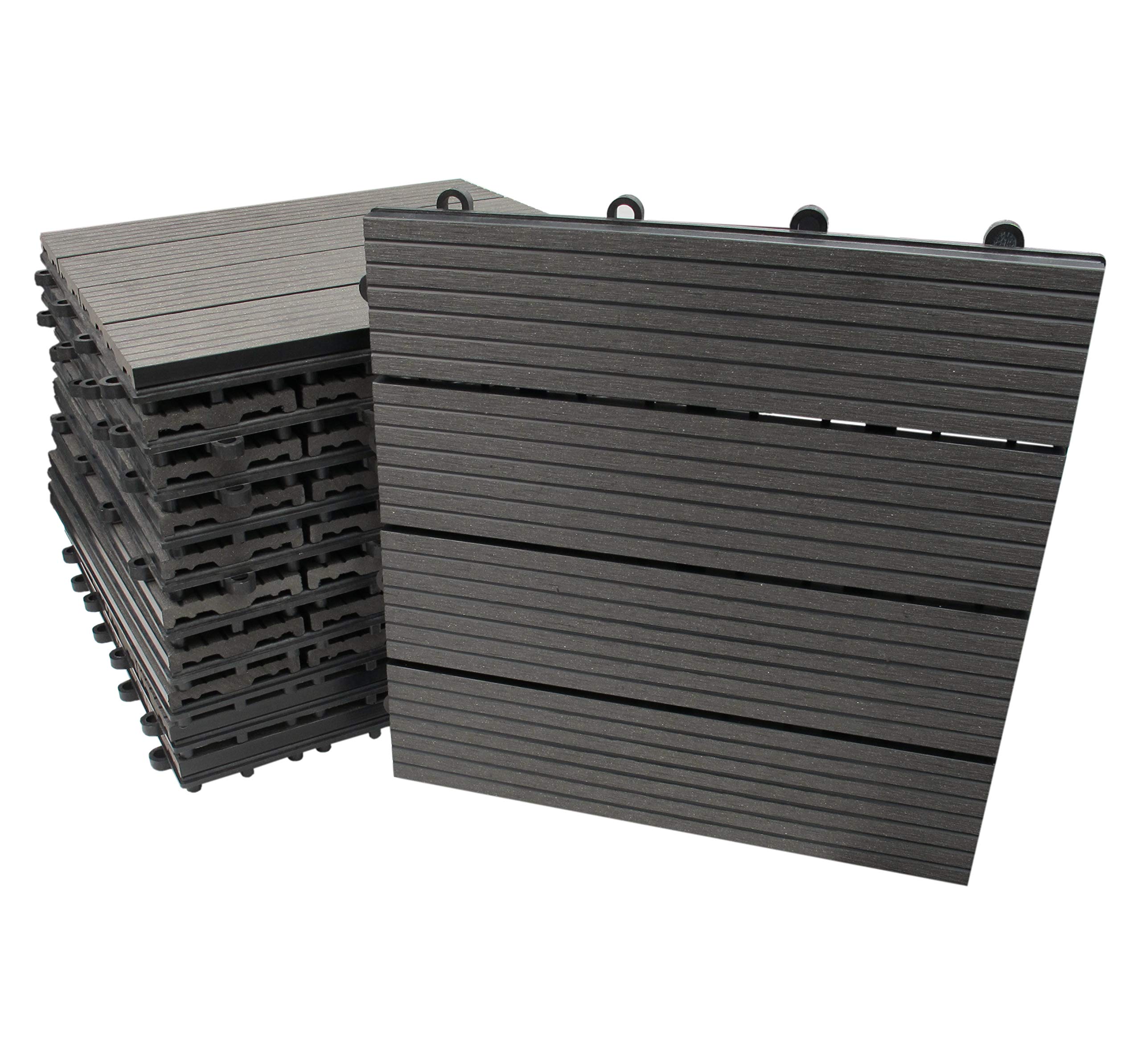 Bonetti WPC-Fliesen grau 30x30cm 11 Stück Terrassenfliese
