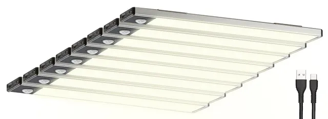 Lunartec Innenbeleuchtung 8er LED-Lichtleiste warmweiß Akku Sensor