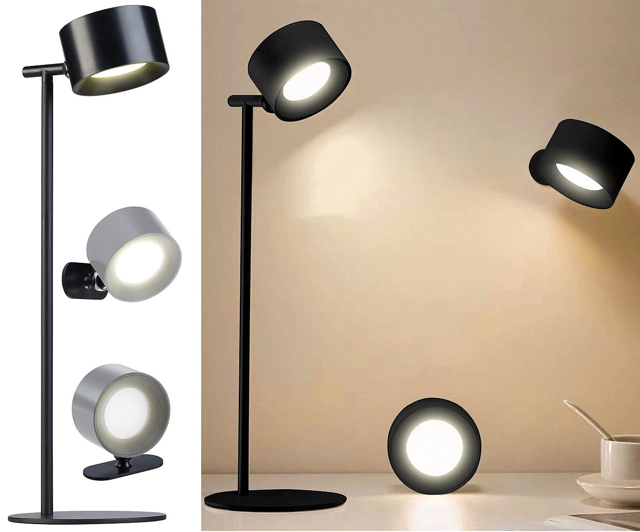 Lunartec Innenbeleuchtung 3in1 Akku-Tischlampe 243 lm schwarz