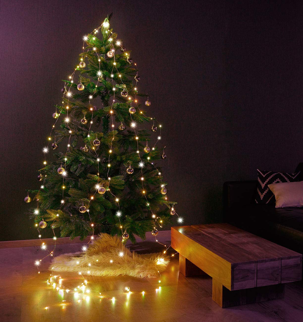 Lunartec Licht-Dekoration WLAN-Tannenbaum-Lichterkette 240 LEDs