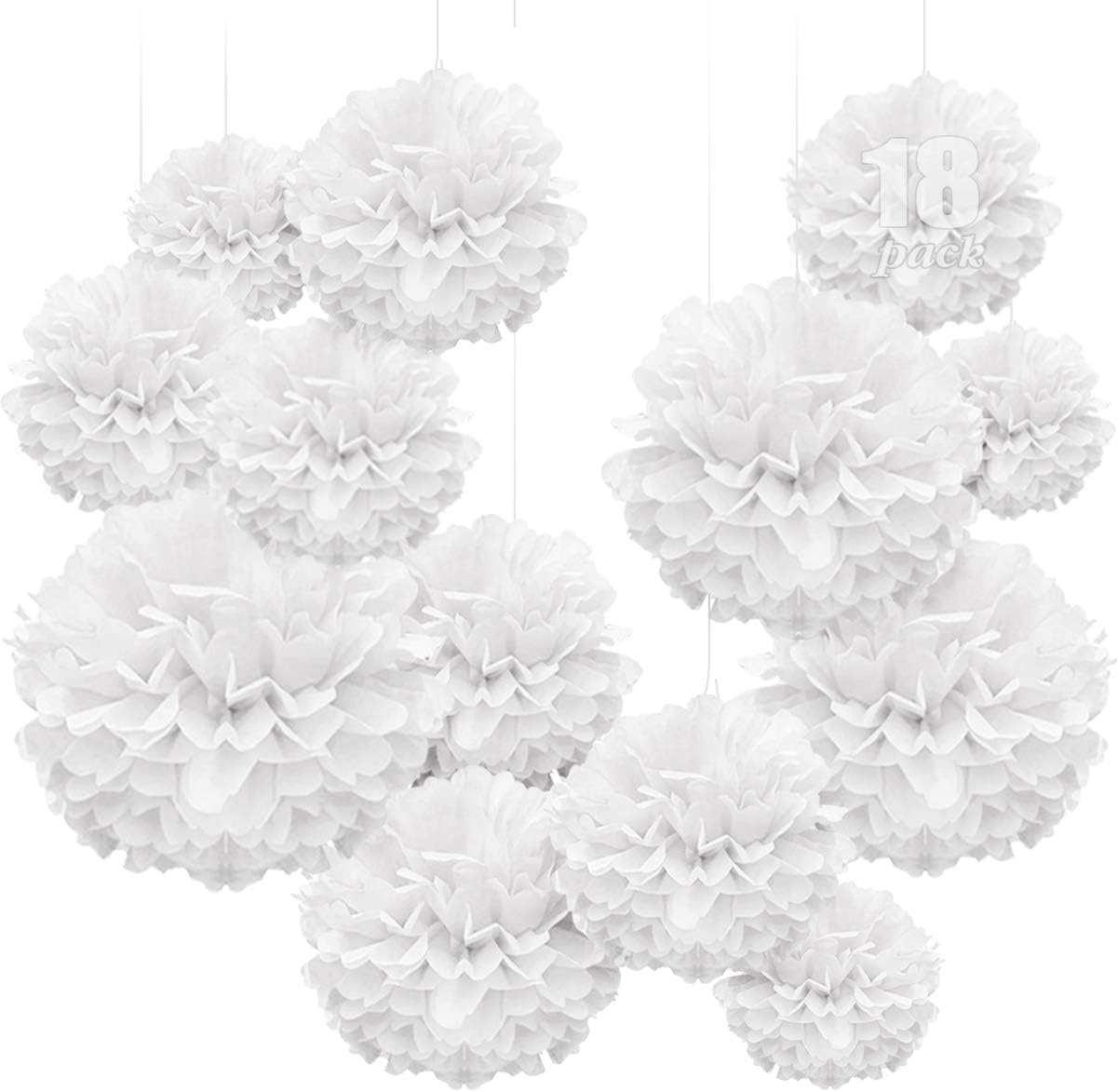 WEARXI Partydeko Pompons weiß 24 Stück Seidenpapier