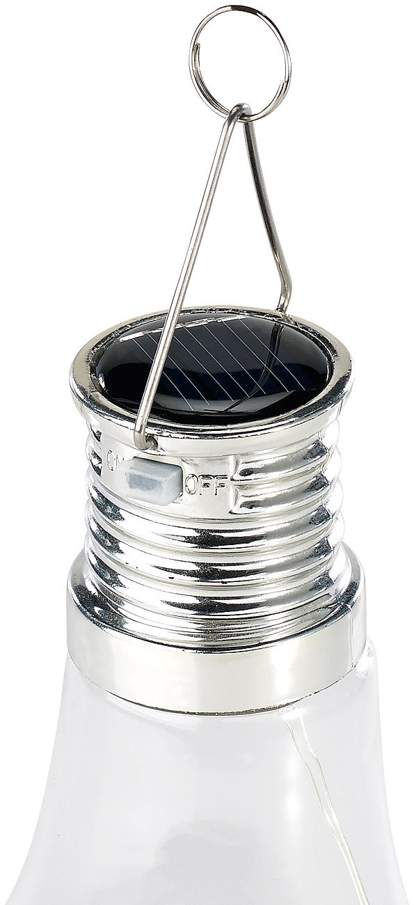 Lunartec Leuchtmittel Solar-Glühbirne warmweiß 2er-Set mit Haken