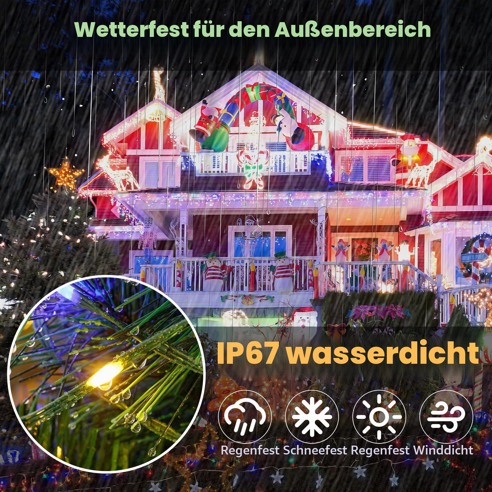 Bxroiu Lichterkette LED Mehrfarbig 60M 600 LEDs mit Timer