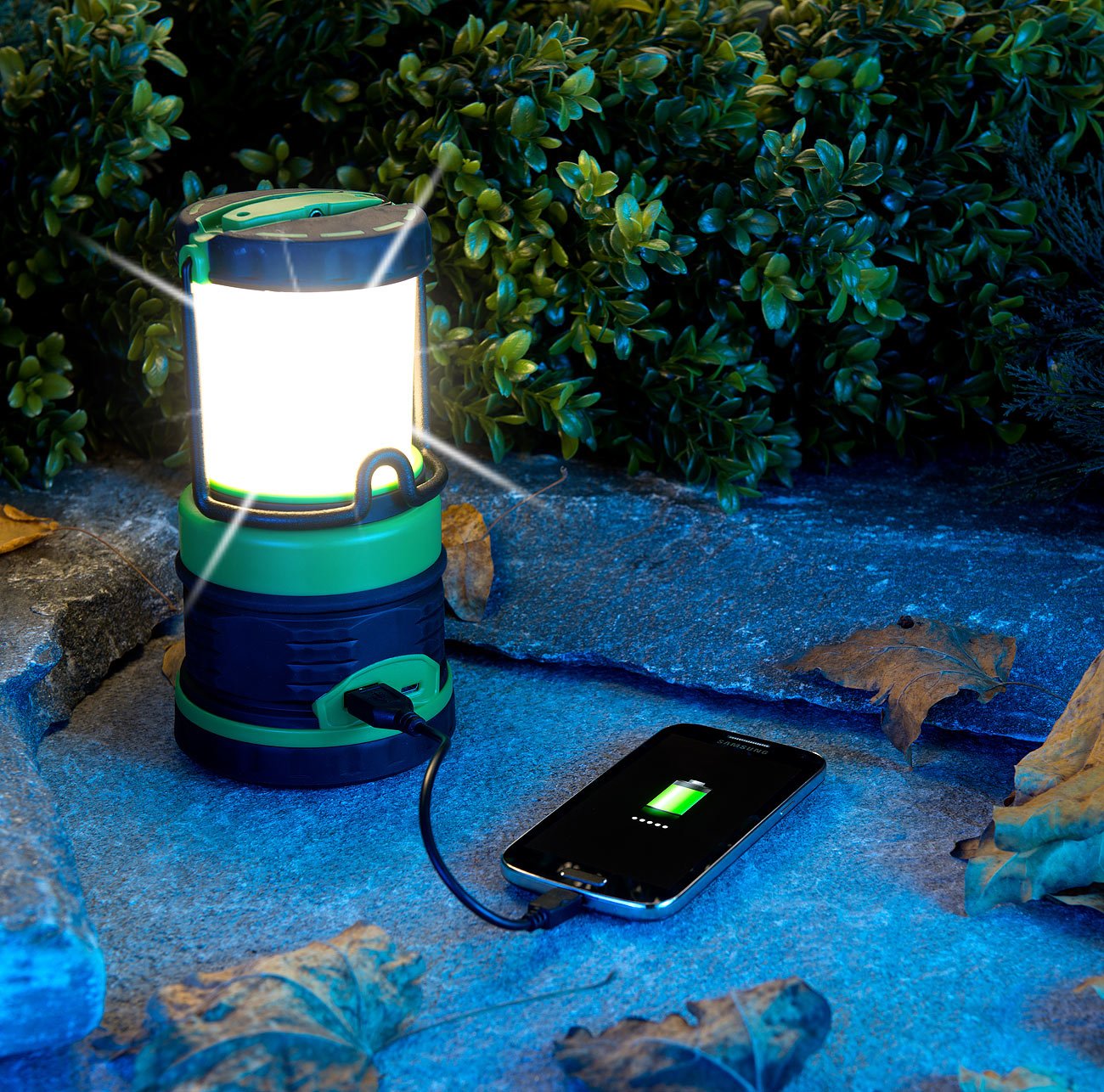 Lunartec 3in1 LED-Campinglaterne Akku Powerbank 300 lm