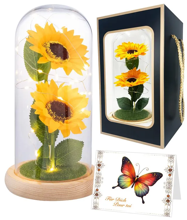 Lunartec Innenbeleuchtung Sonnenblumen Glas LED 21,5cm