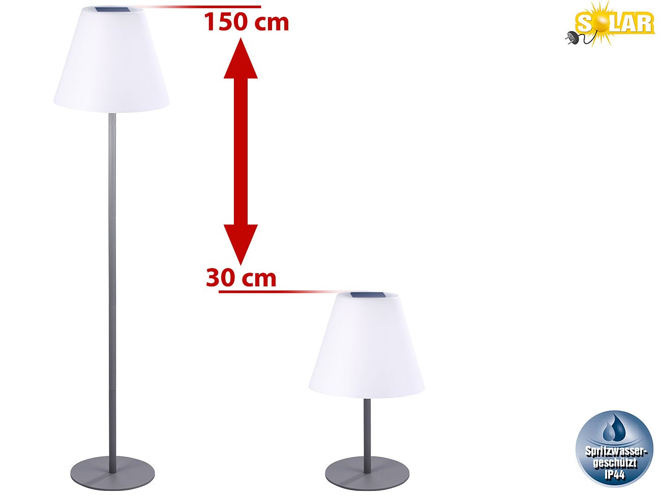 Lunartec Außenbeleuchtung Solar-Stehlampe warmweiß 50 lm IP44