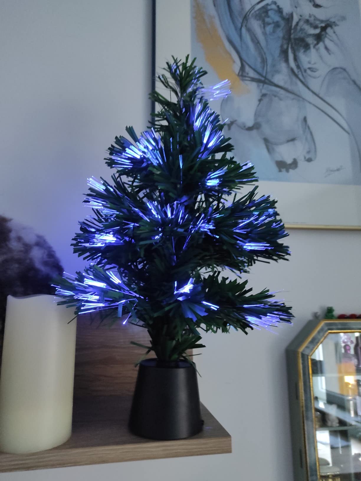 Lunartec Licht-Dekoration Glasfaser Weihnachtsbaum 45cm Batterie Farbwechsel