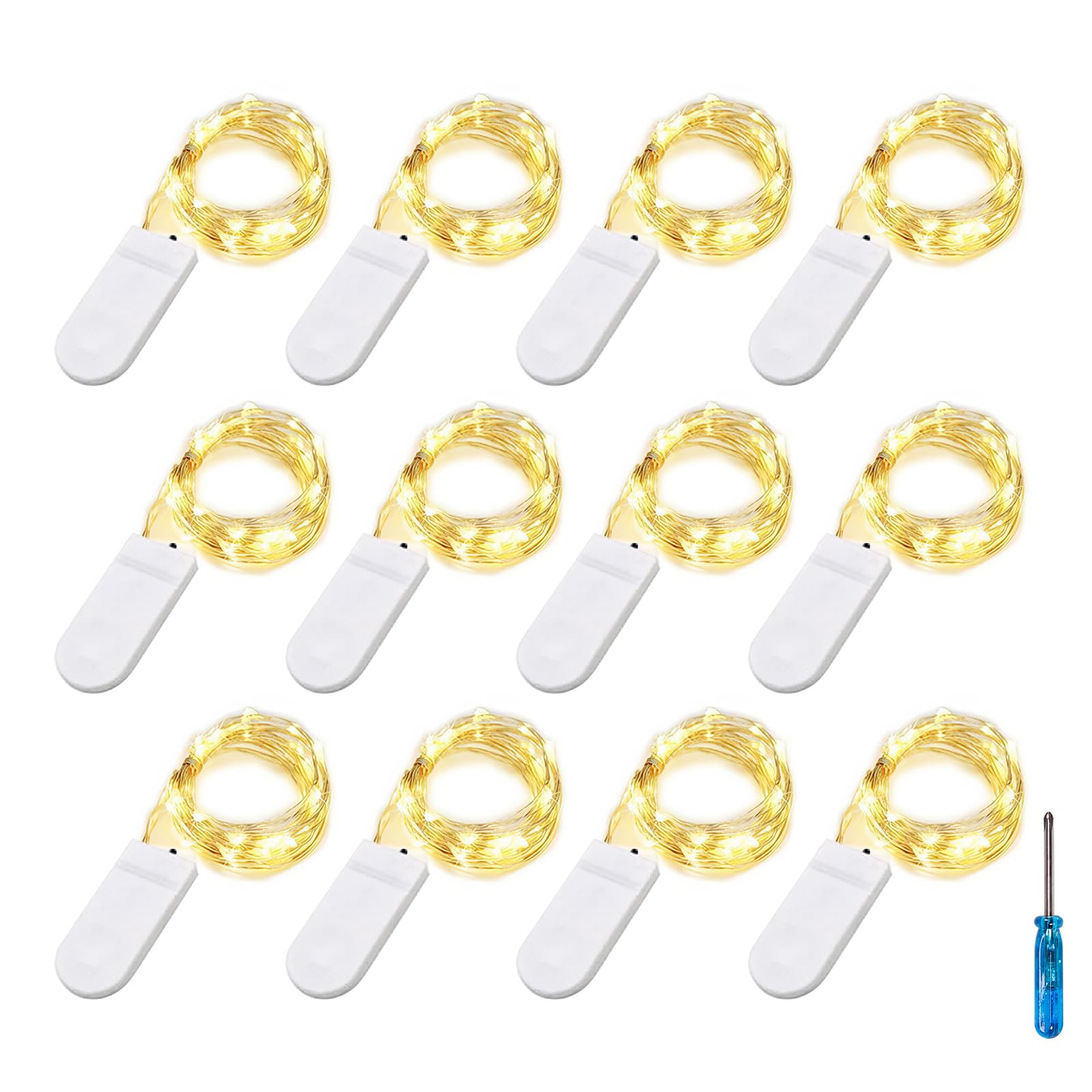Bxroiu Lichterkette 6er Micro-LED Draht 2m warmweiß Batterie