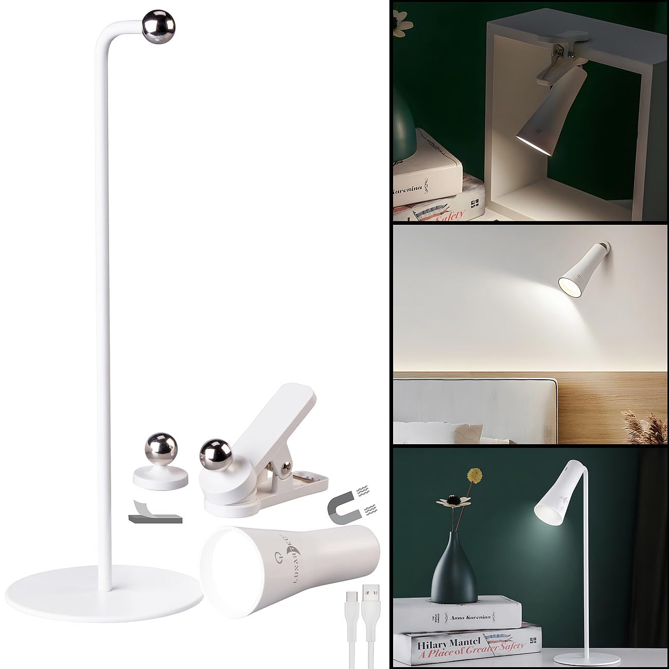 Lunartec Taschenlampen 4in1 Akku-Leuchte weiss Tischlampe