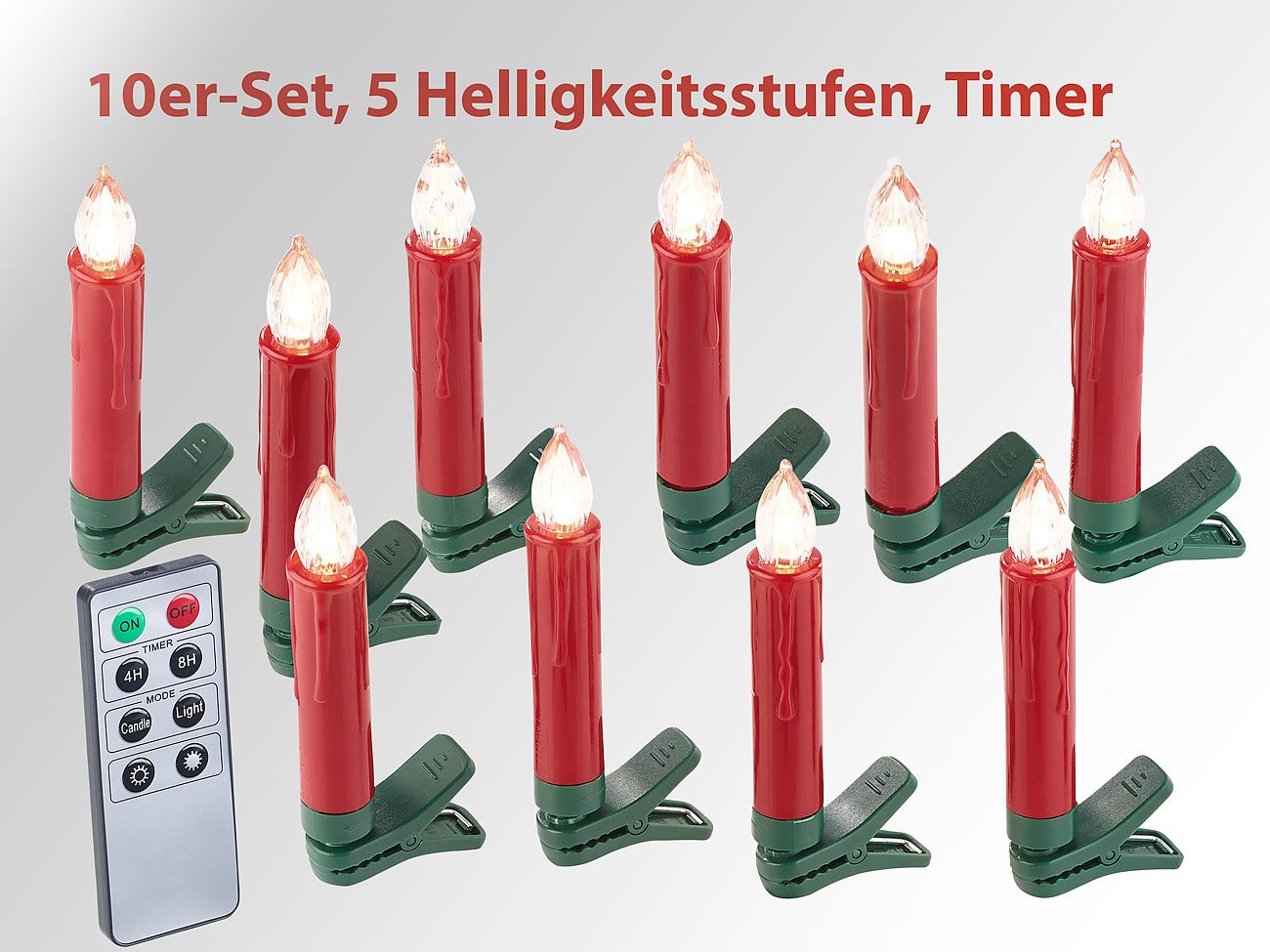 Lunartec Licht-Dekoration 20er LED-Weihnachtsbaumkerzen rot mit Fernbedienung