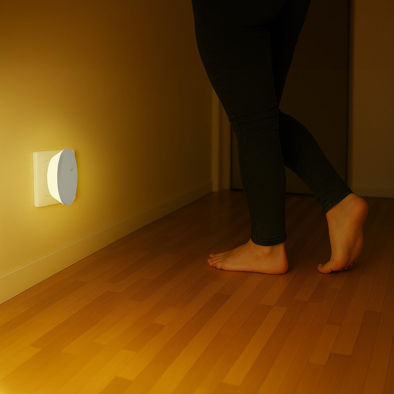 Lunartec Innenbeleuchtung 2er Steckdosen-Nachtlicht rund dimmbar