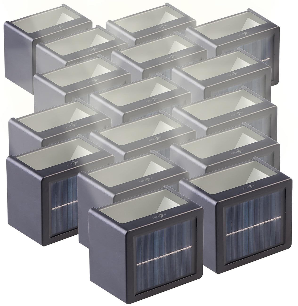 Lunartec Außenbeleuchtung Solar-Wandleuchte 16er-Set warmweiß IP65