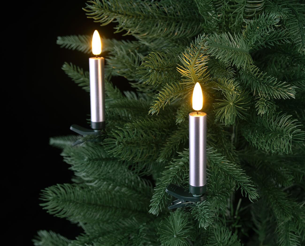 Lunartec Licht-Dekoration LED-Weihnachtsbaumkerzen 60er Silber warmweiß