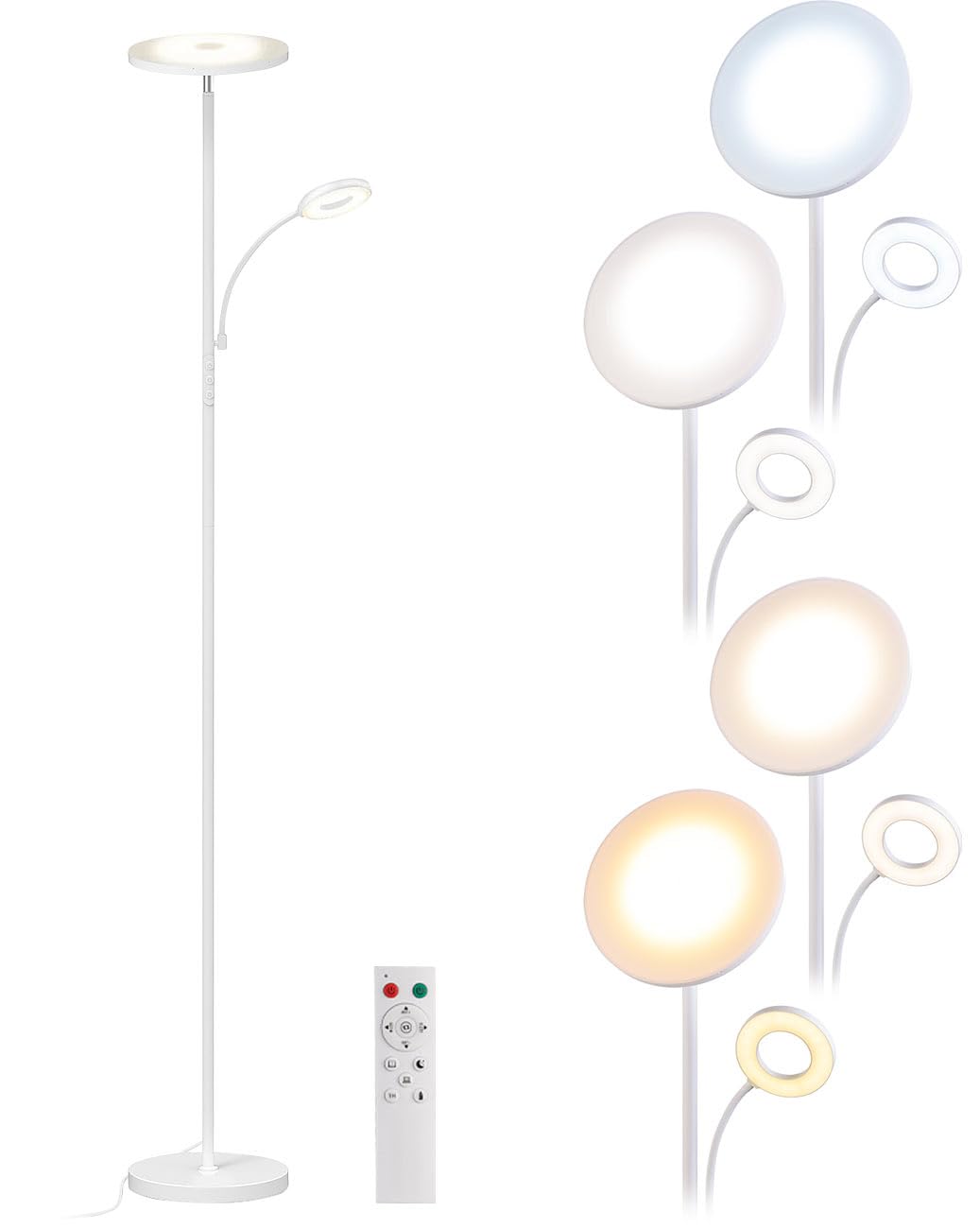Lunartec Innenbeleuchtung LED-Stehlampe weiß 175 cm dimmbar