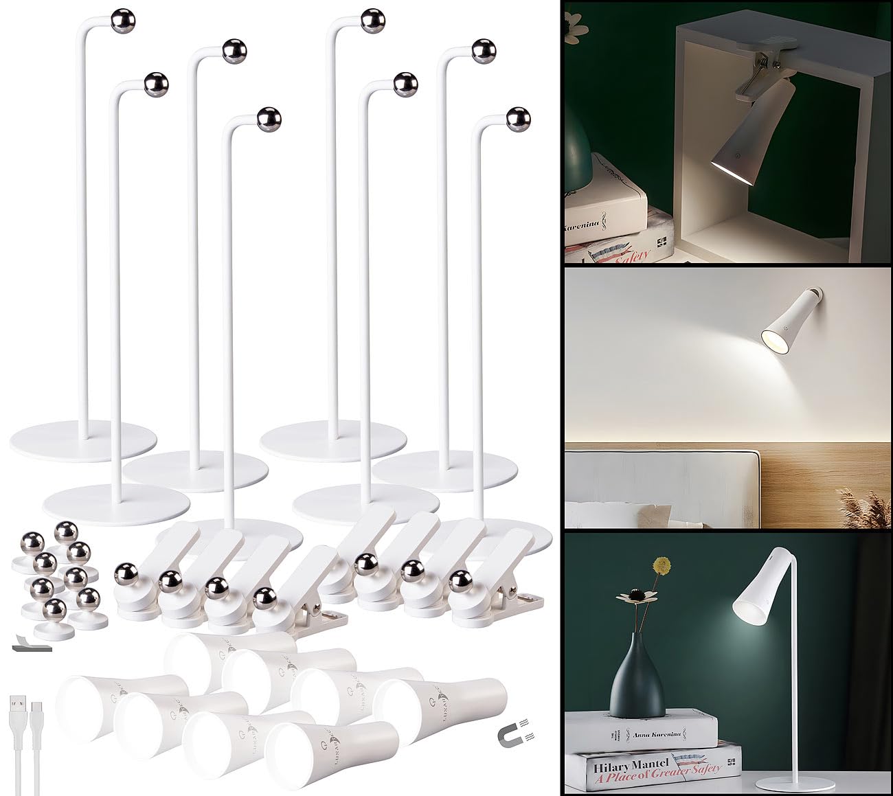 Lunartec Taschenlampen 4in1 Akku-Lampe 8er-Set weiß 150lm