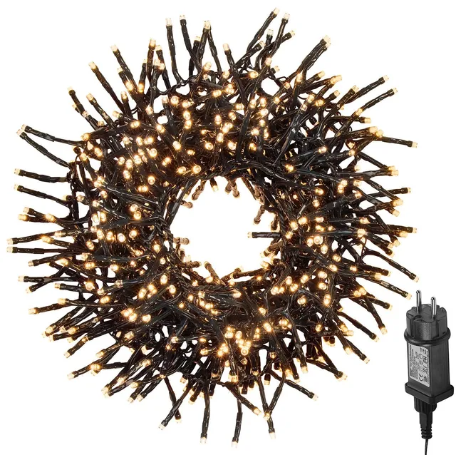 Lunartec Büschel-Lichterkette 10m warmweiß 1000 LEDs IP44