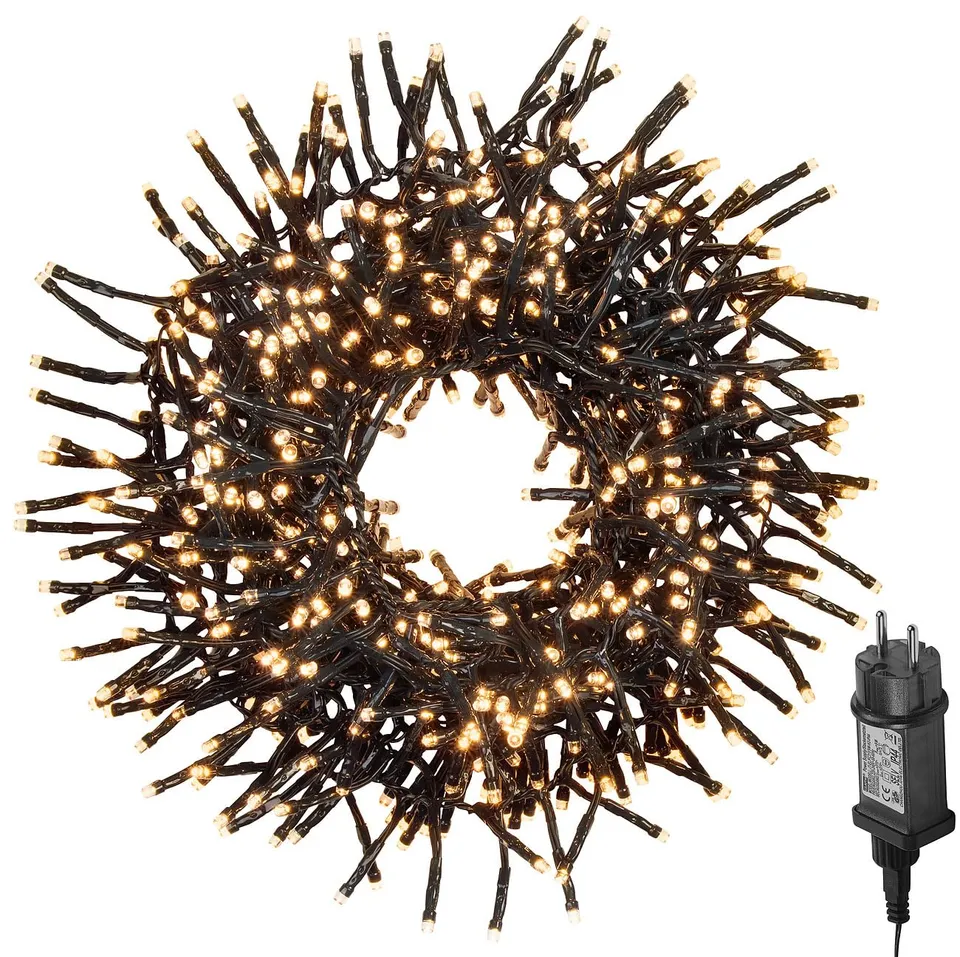 Lunartec Büschel-Lichterkette 10m warmweiß 1000 LEDs IP44