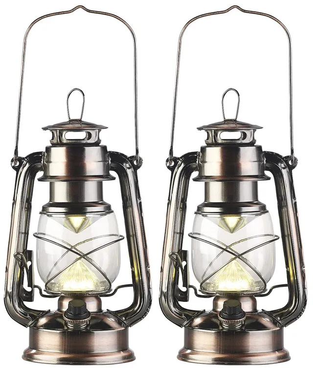 Lunartec Taschenlampen LED-Sturmlaterne Akku 2er-Set bronze warmweiß
